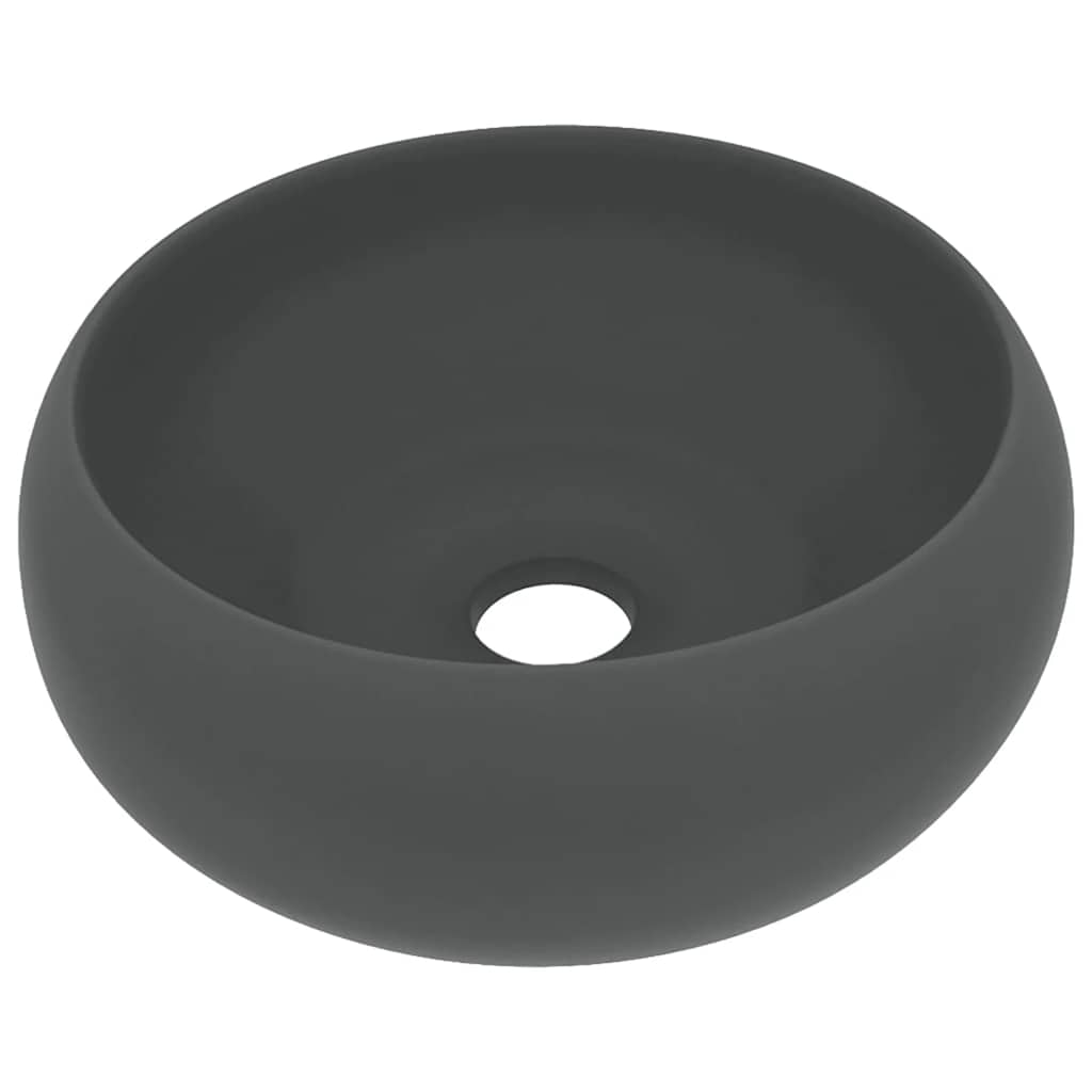Luksuriøs servant rund matt mørkegrå 40x15 cm keramisk