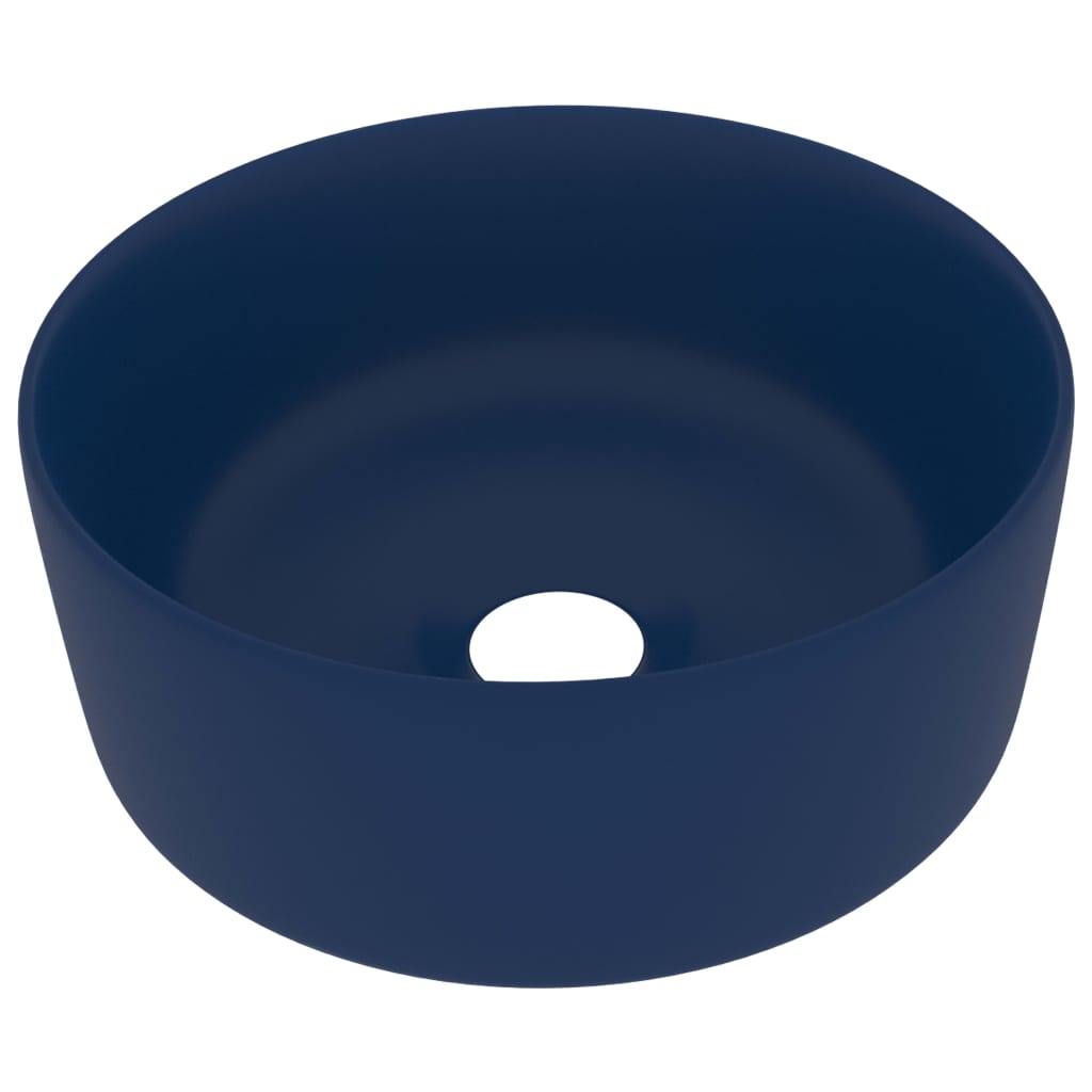 Luksuriøs servant rund matt mørkeblå 40x15 cm keramisk