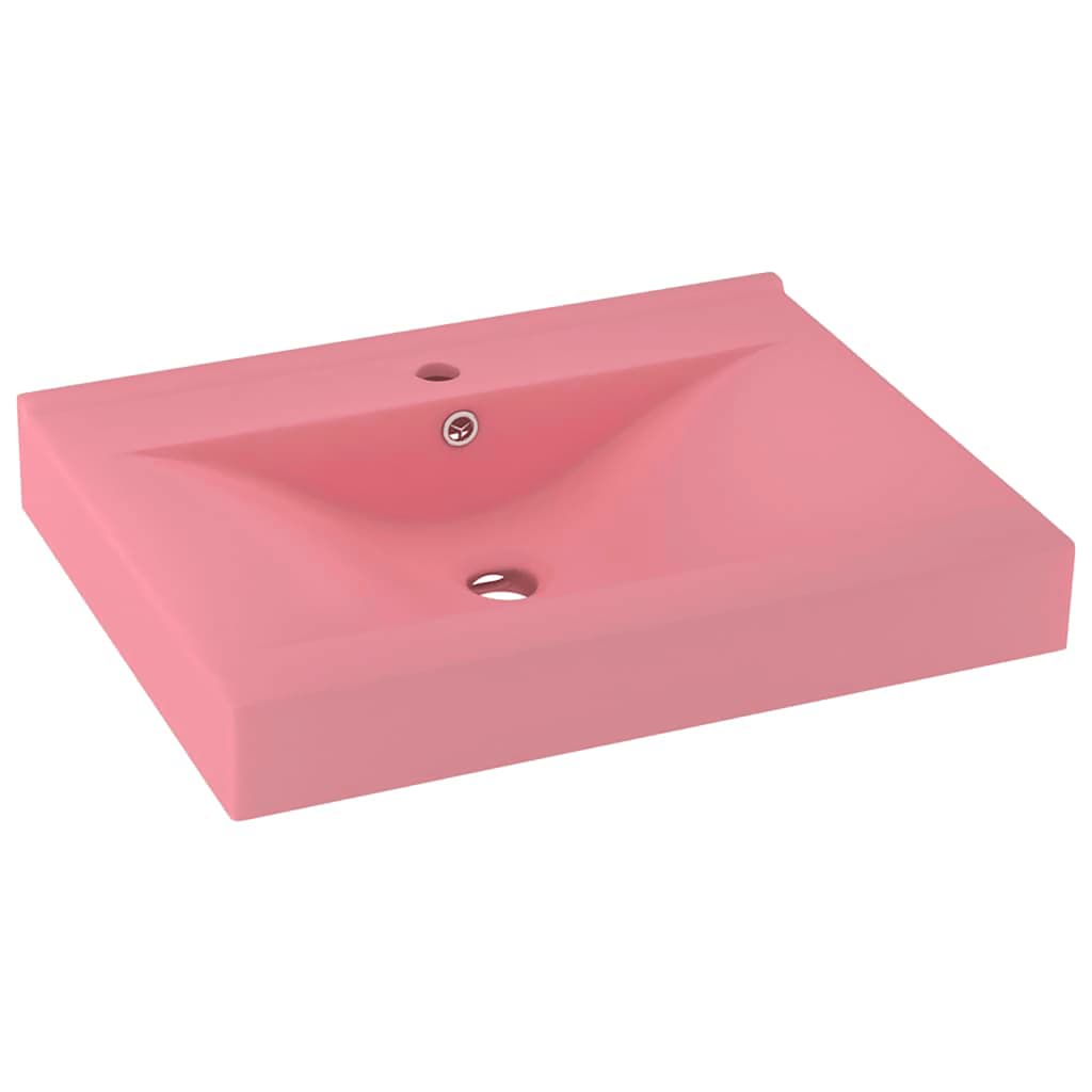Luksuriøs servant med kranhull matt rosa 60x46 cm keramisk