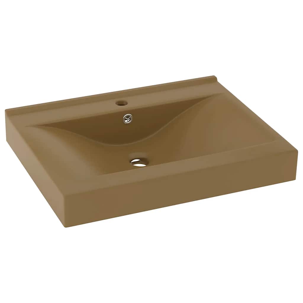Luksuriøs servant med kranhull matt kremhvit 60x46 cm keramisk