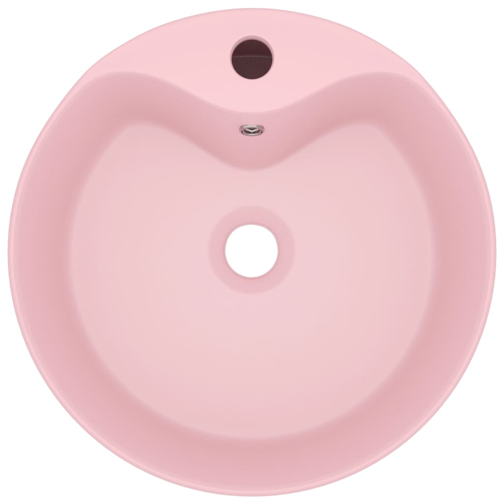 Luksuriøs servant med overløp matt rosa 36x13 cm keramisk