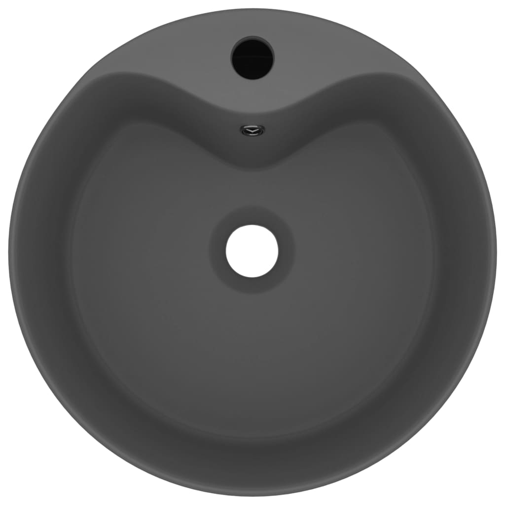 Luksuriøs servant med overløp matt mørkegrå 36x13 cm keramisk