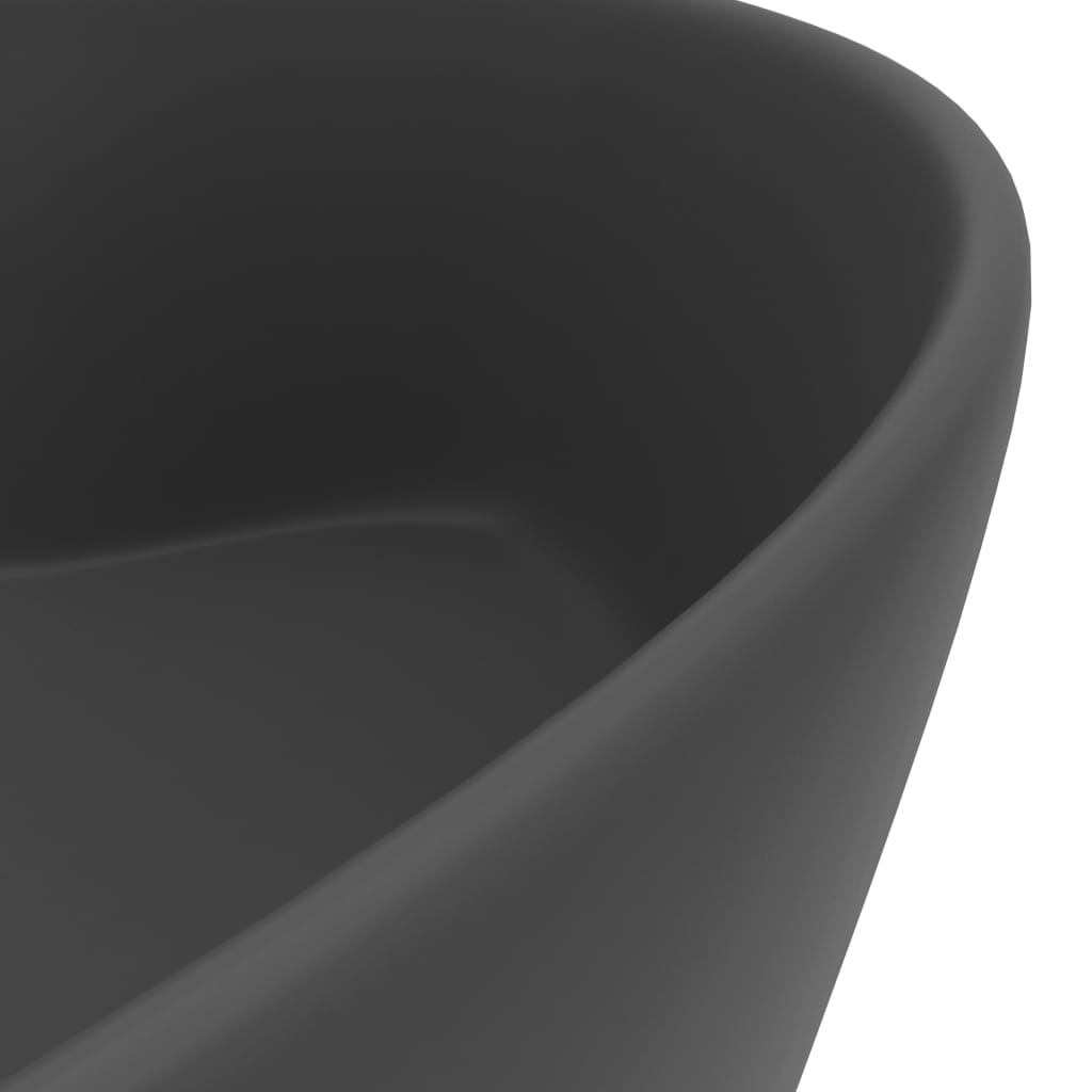 Luksuriøs servant med overløp matt mørkegrå 36x13 cm keramisk