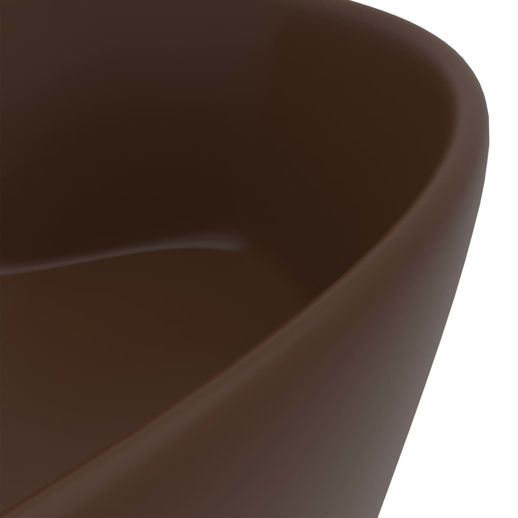Luksuriøs servant med overløp matt mørkebrun 36x13 cm keramisk