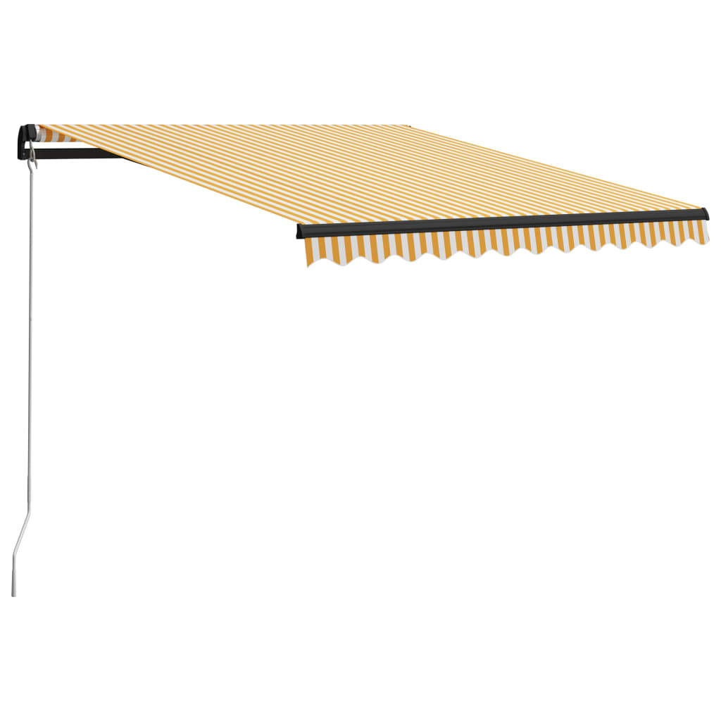 Manuell uttrekkbar markise 300x250 cm gul og hvit vidaXL