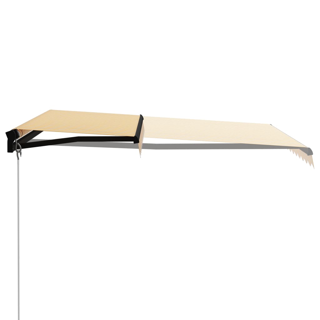 Manuell uttrekkbar markise 300x250 cm gul og hvit vidaXL
