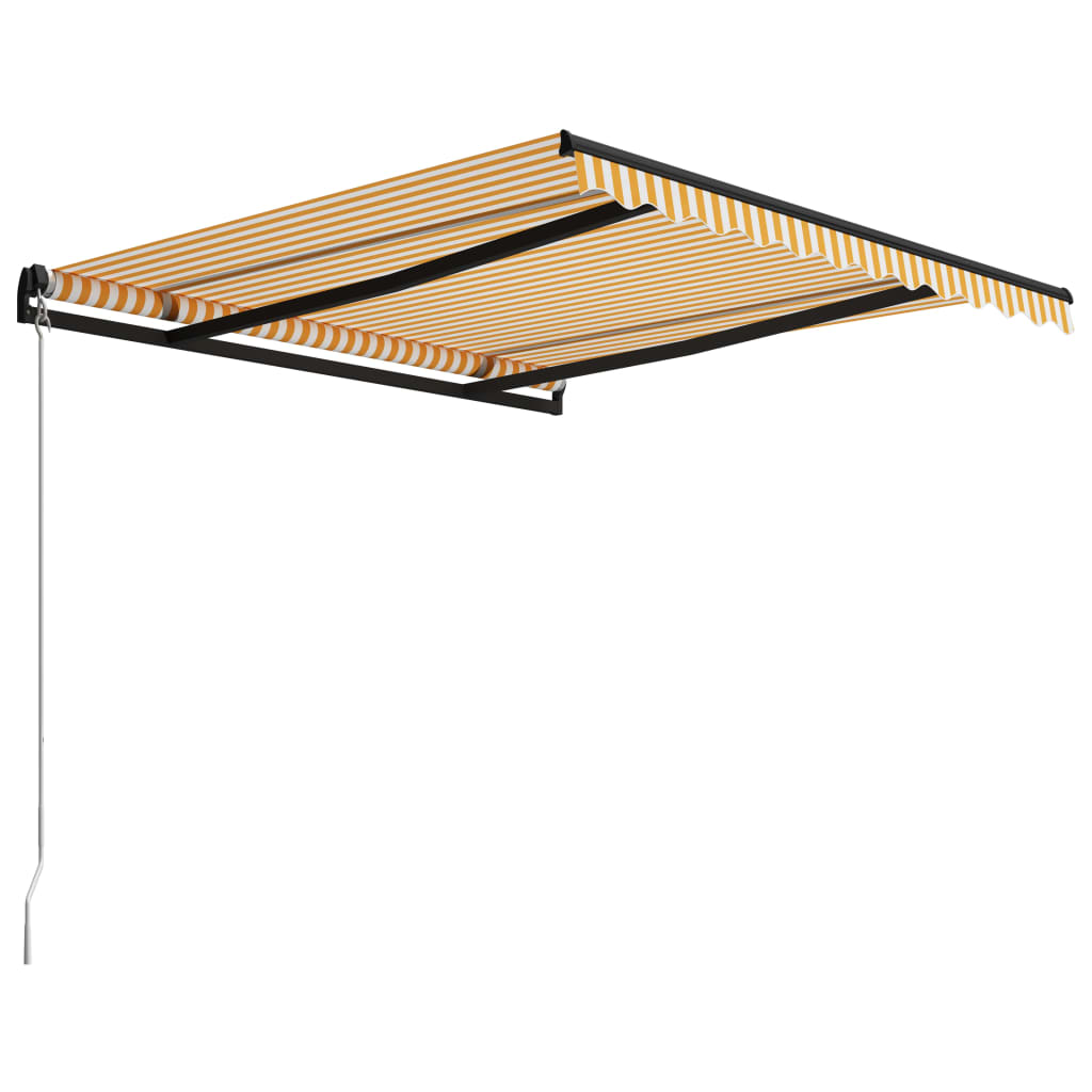 Manuell uttrekkbar markise 300x250 cm gul og hvit vidaXL