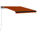 Manuell uttrekkbar markise 300x250 cm oransje og brun vidaXL