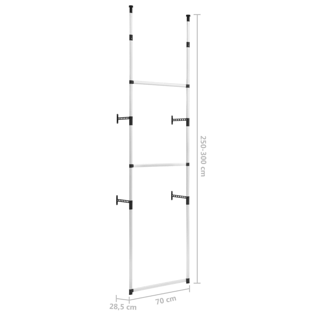 Teleskopisk garderobesystem med stenger aluminium