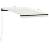 Manuell uttrekkbar markise med LED 300x250 cm kremhvit