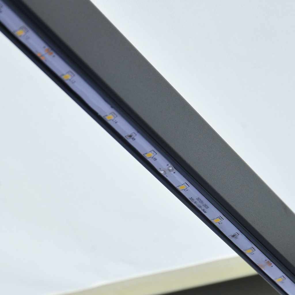 Manuell uttrekkbar markise med LED 300x250 cm kremhvit vidaXL