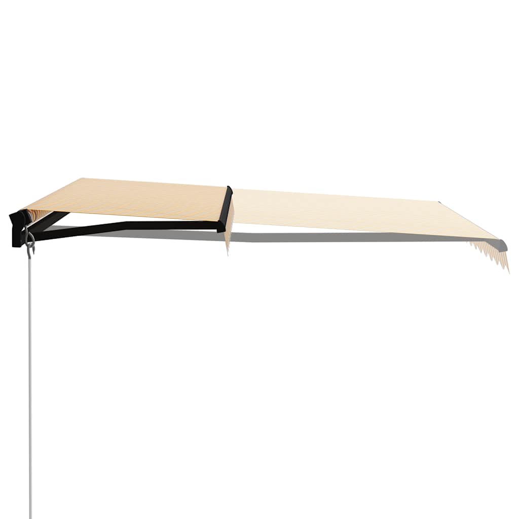 Manuell uttrekkbar markise med LED 300x250 cm gul og hvit vidaXL