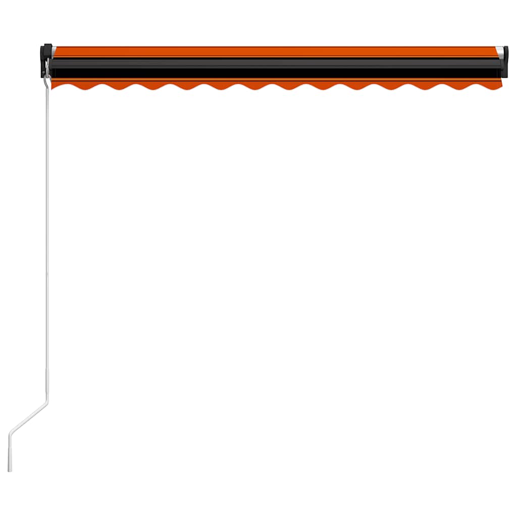 Manuell uttrekkbar markise med LED 350x250 cm oransje og brun