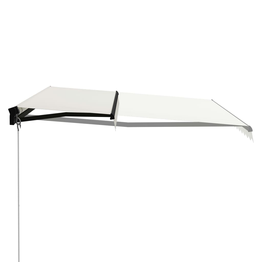 Manuell uttrekkbar markise med LED 400x300 cm kremhvit