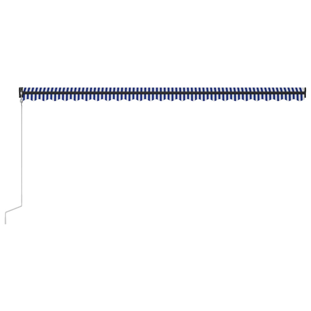 Automatisk uttrekkbar markise 600x300 cm blå og hvit