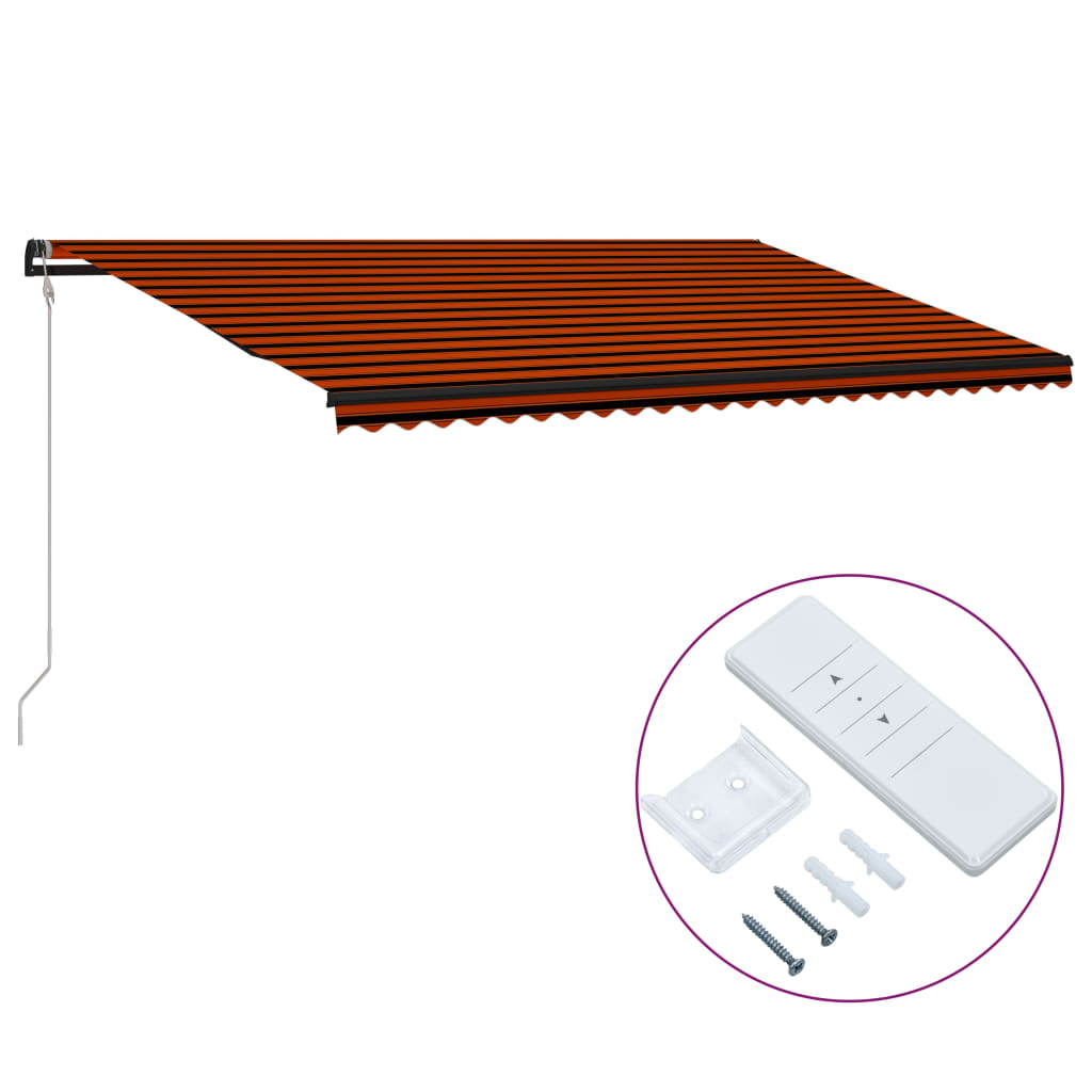 Automatisk uttrekkbar markise 600x300 cm oransje og brun