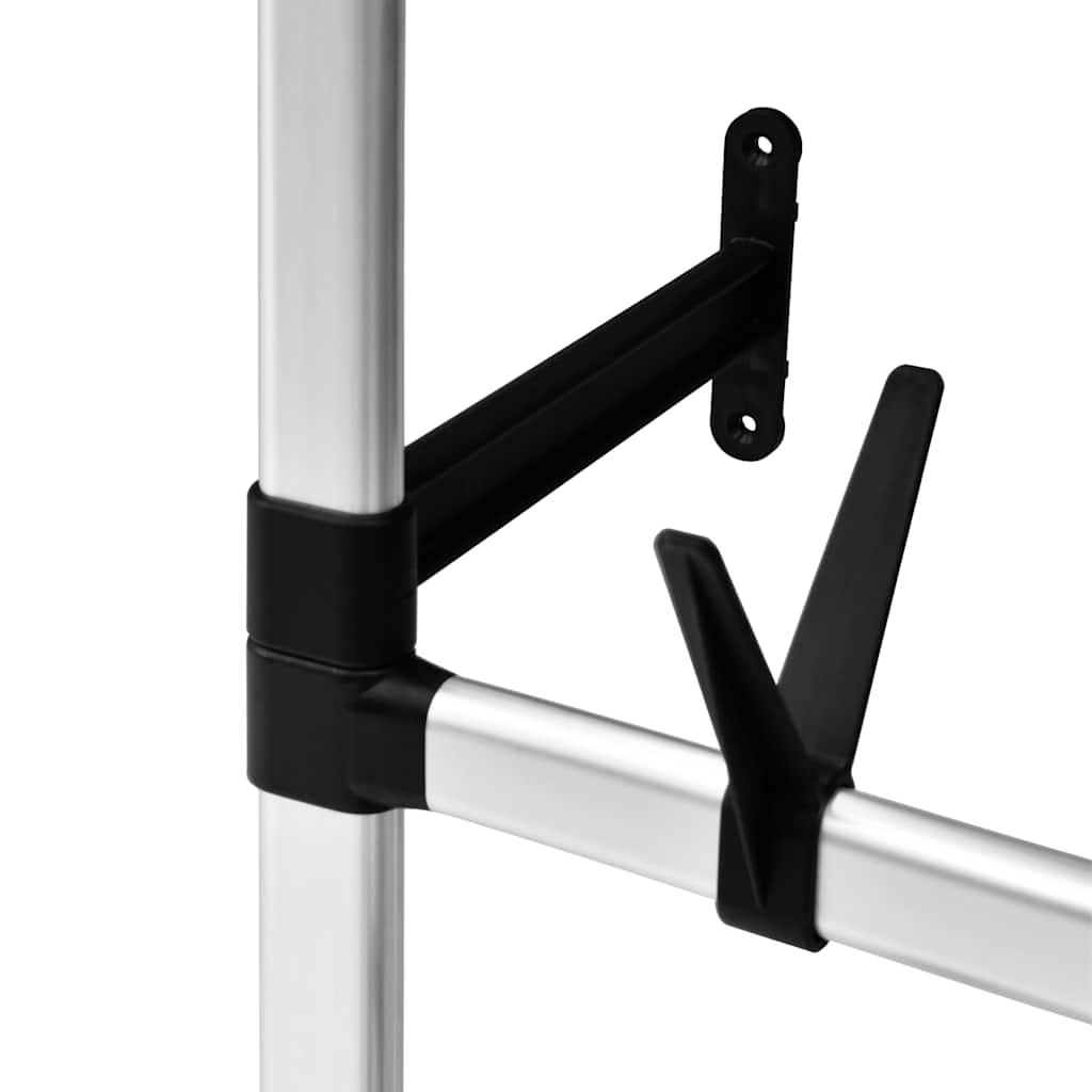 Teleskopisk garderobesystem med stenger og hylle aluminium