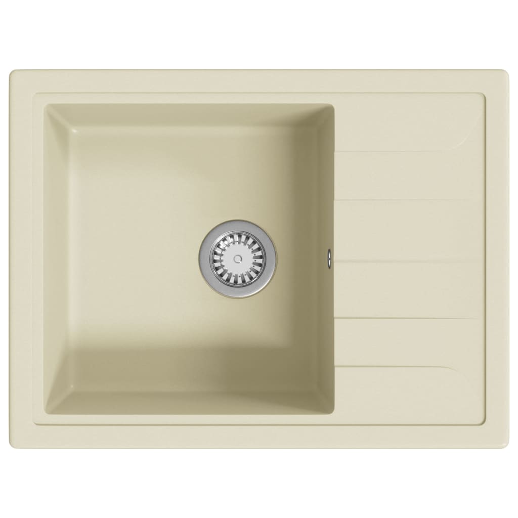 Vask med overløpshull oval beige granitt