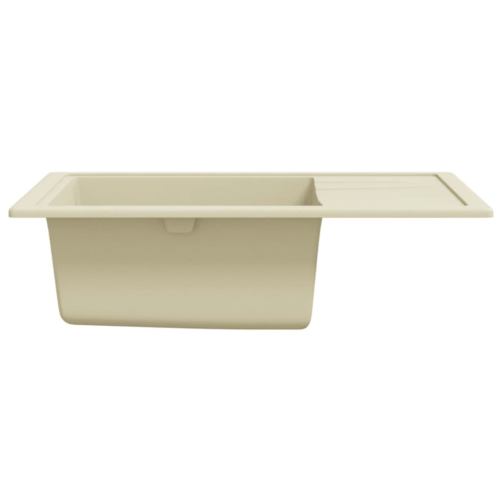 Vask med overløpshull oval beige granitt