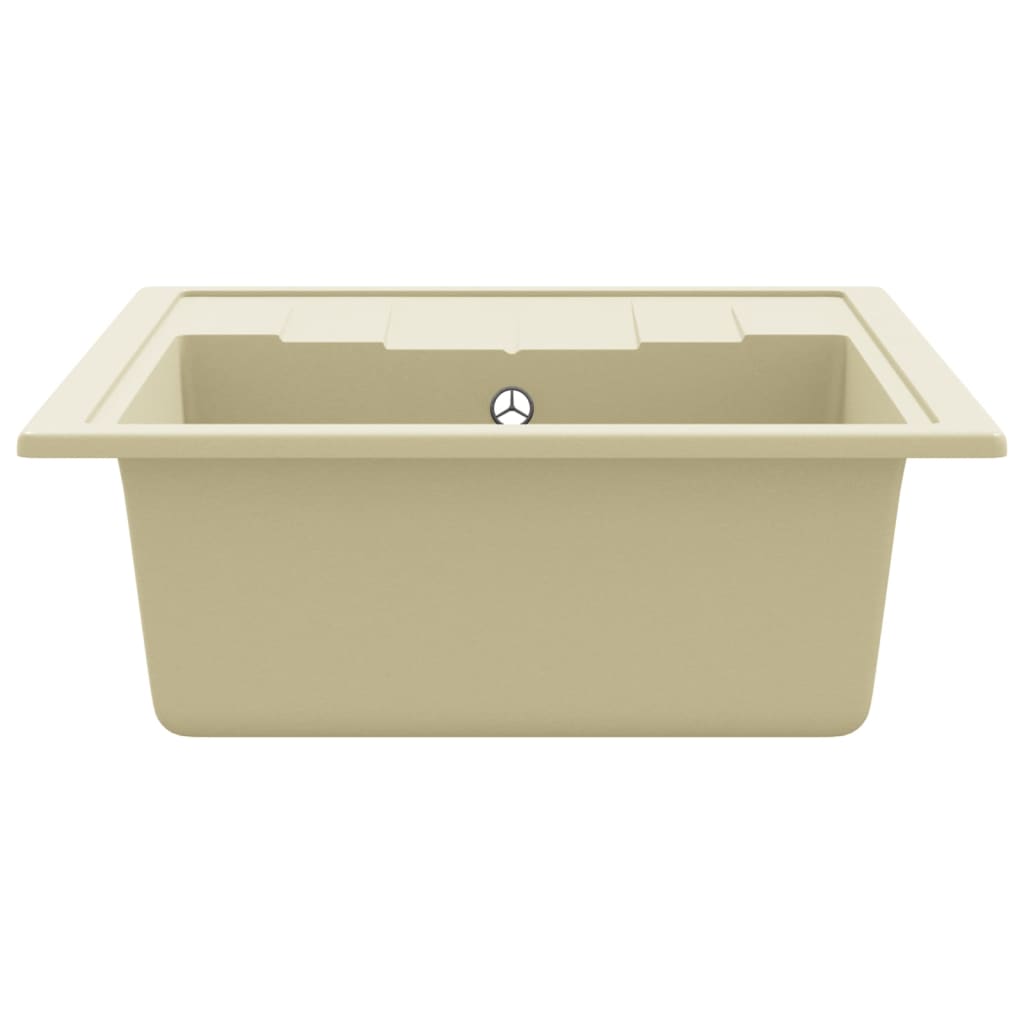 Vask med overløpshull oval beige granitt