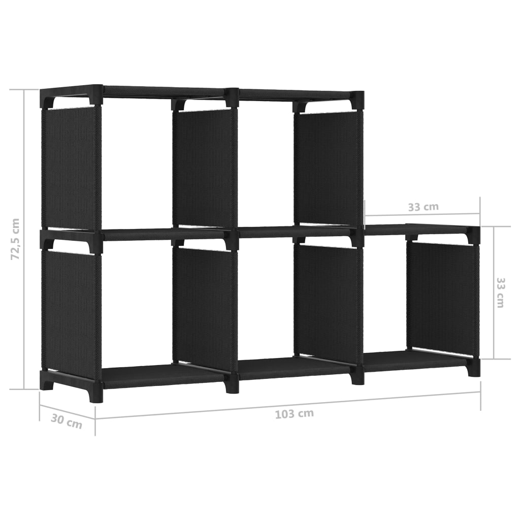 Displayhylle med 5 kuber svart 103x30x72,5 cm stoff