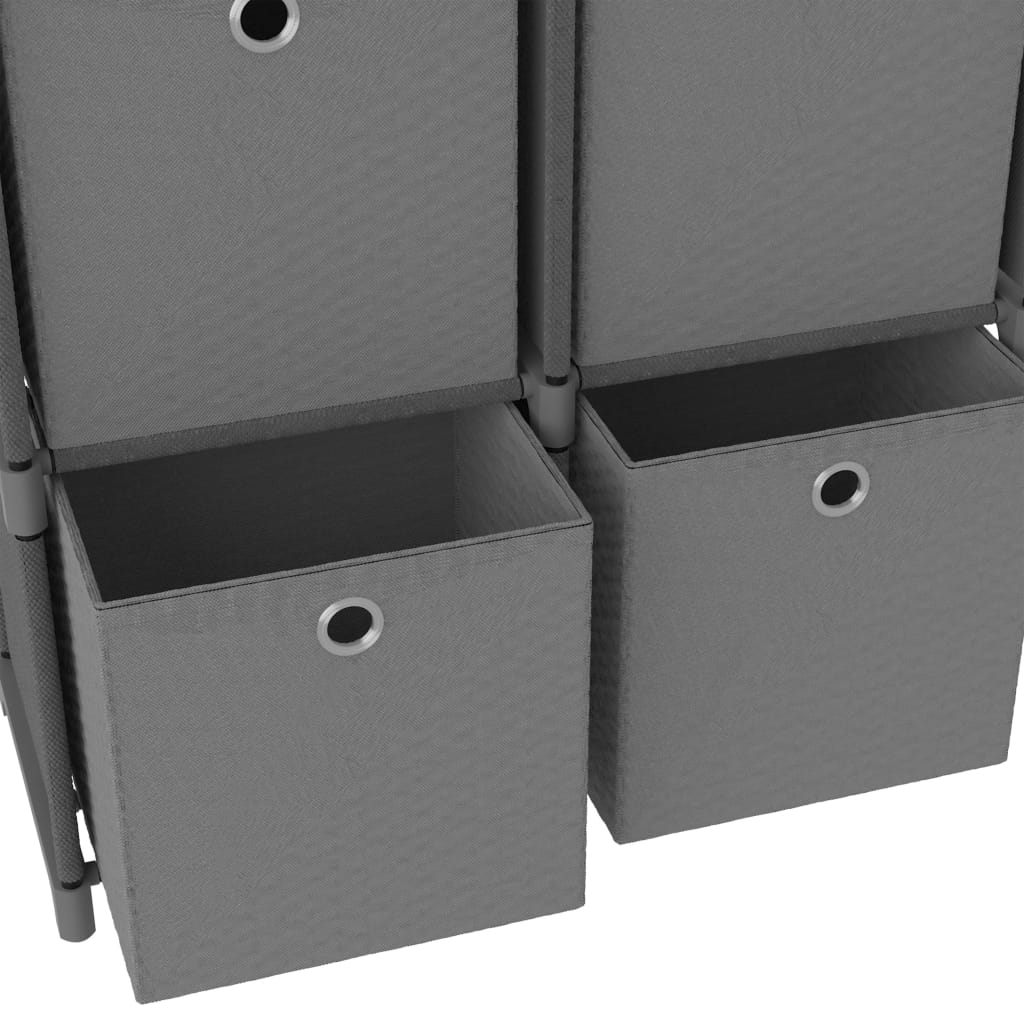Displayhylle med 6 kuber og bokser grå 103x30x72,5 cm stoff
