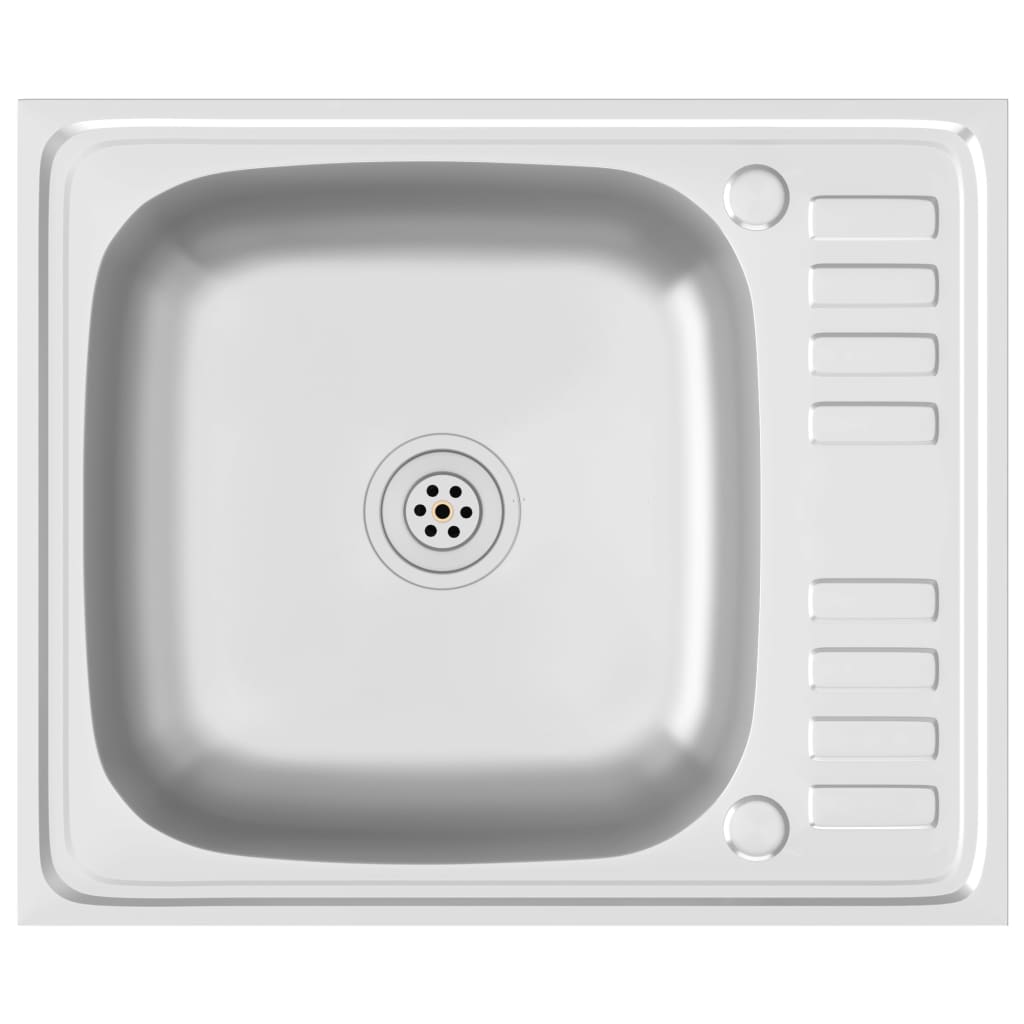 Kjøkkenvask med avløpssett sølv 600x500x155 mm rustfritt stål