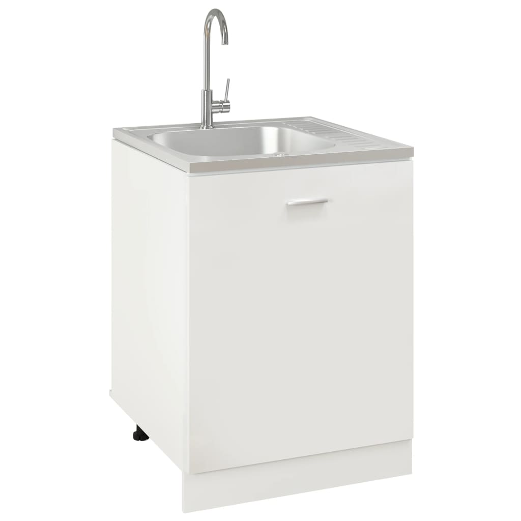 Kjøkkenvask med avløpssett sølv 600x600x155 mm rustfritt stål