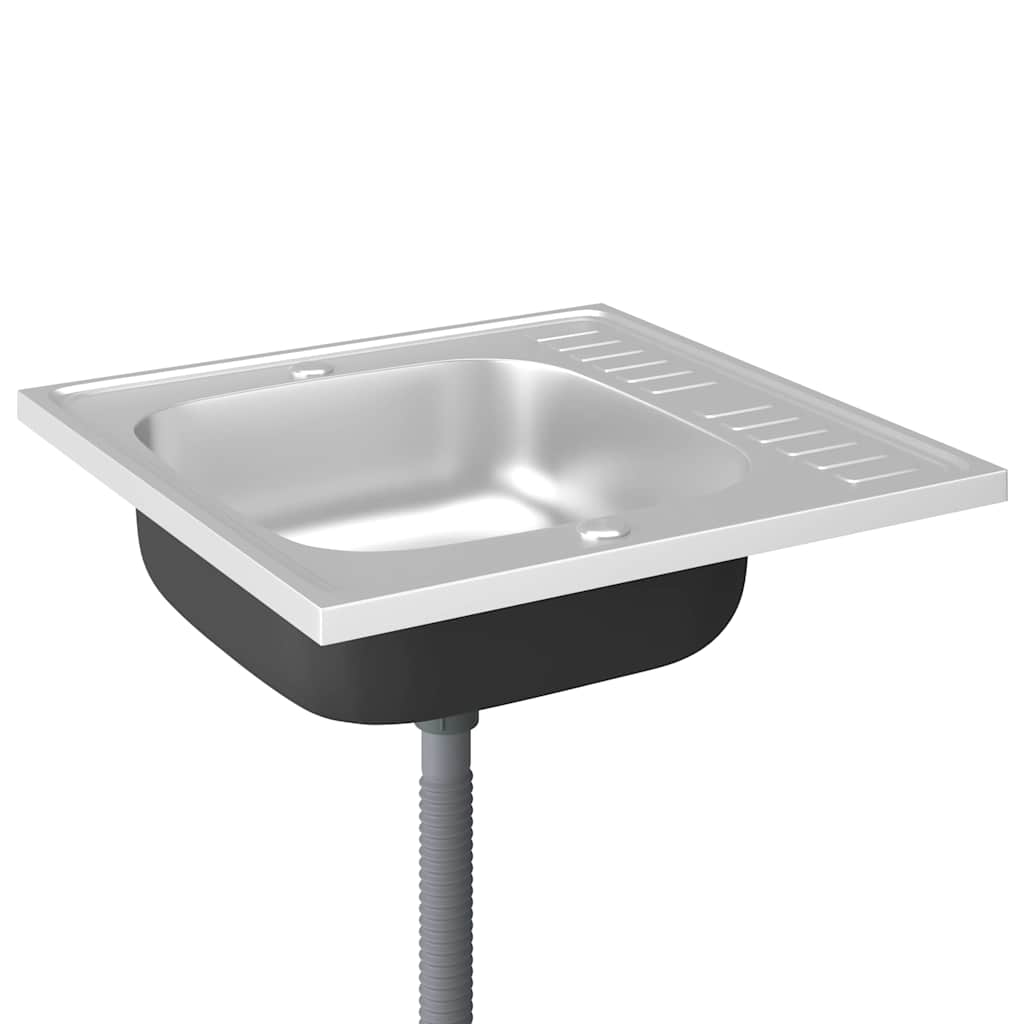 Kjøkkenvask med avløpssett sølv 600x600x155 mm rustfritt stål