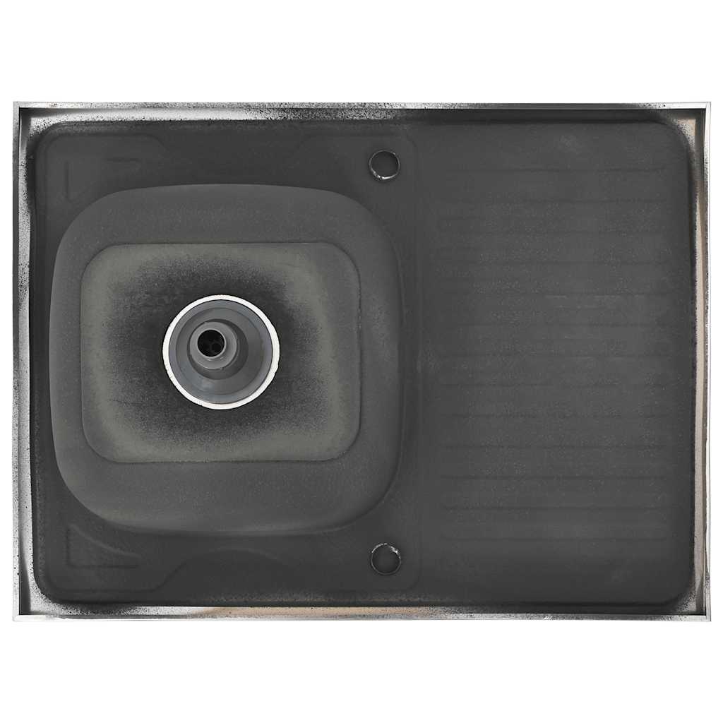 Kjøkkenvask med avløpssett sølv 800x600x155 mm rustfritt stål