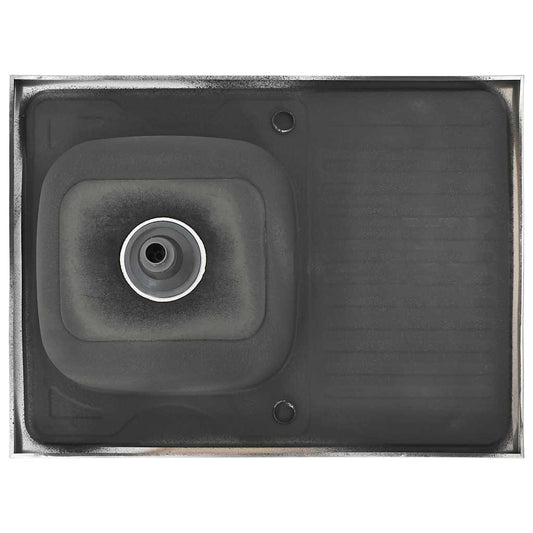Kjøkkenvask med avløpssett sølv 800x600x155 mm rustfritt stål