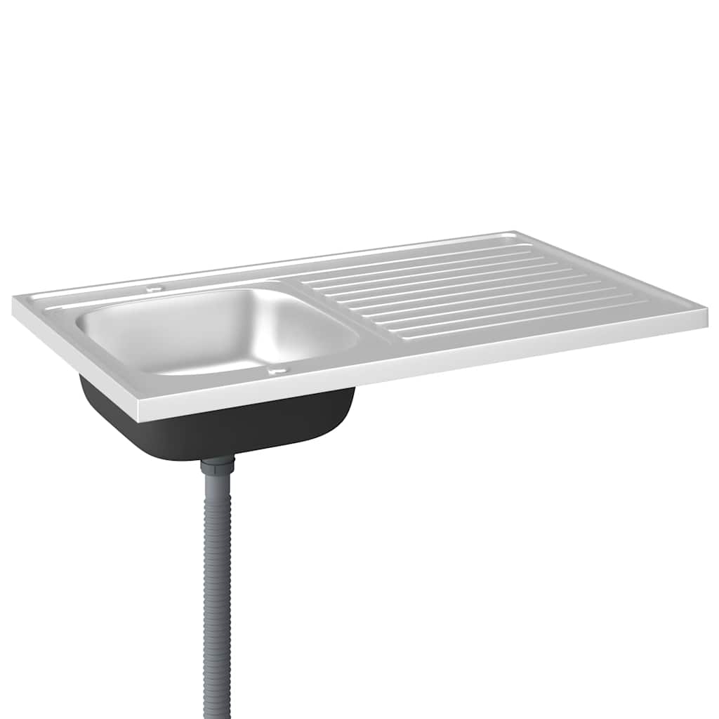 Kjøkkenvask med avrenning sølv 1000x600x155 mm rustfritt stål