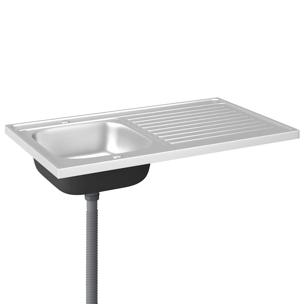 Kjøkkenvask med avrenning sølv 1000x600x155 mm rustfritt stål
