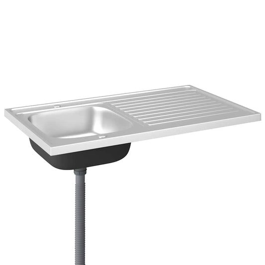 Kjøkkenvask med avrenning sølv 1000x600x155 mm rustfritt stål