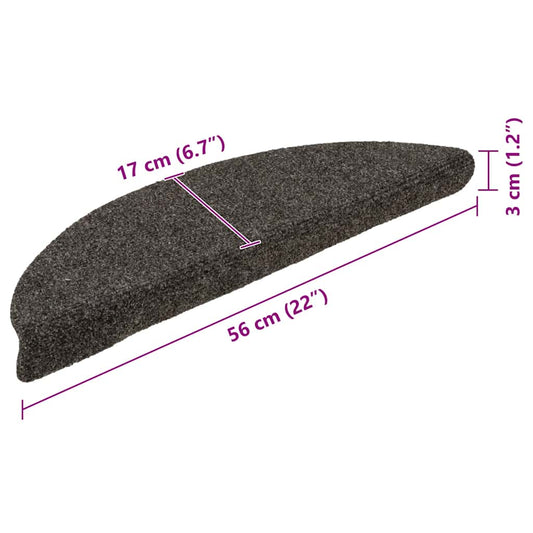Trappematter selvklebende 15 stk 56x17x3 cm antrasitt halvrund