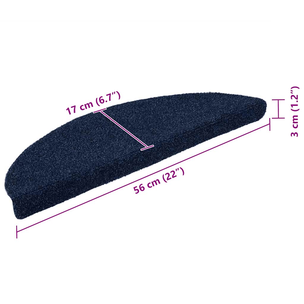 Trappematter selvklebende 15 stk 56x17x3 cm marineblå halvrund