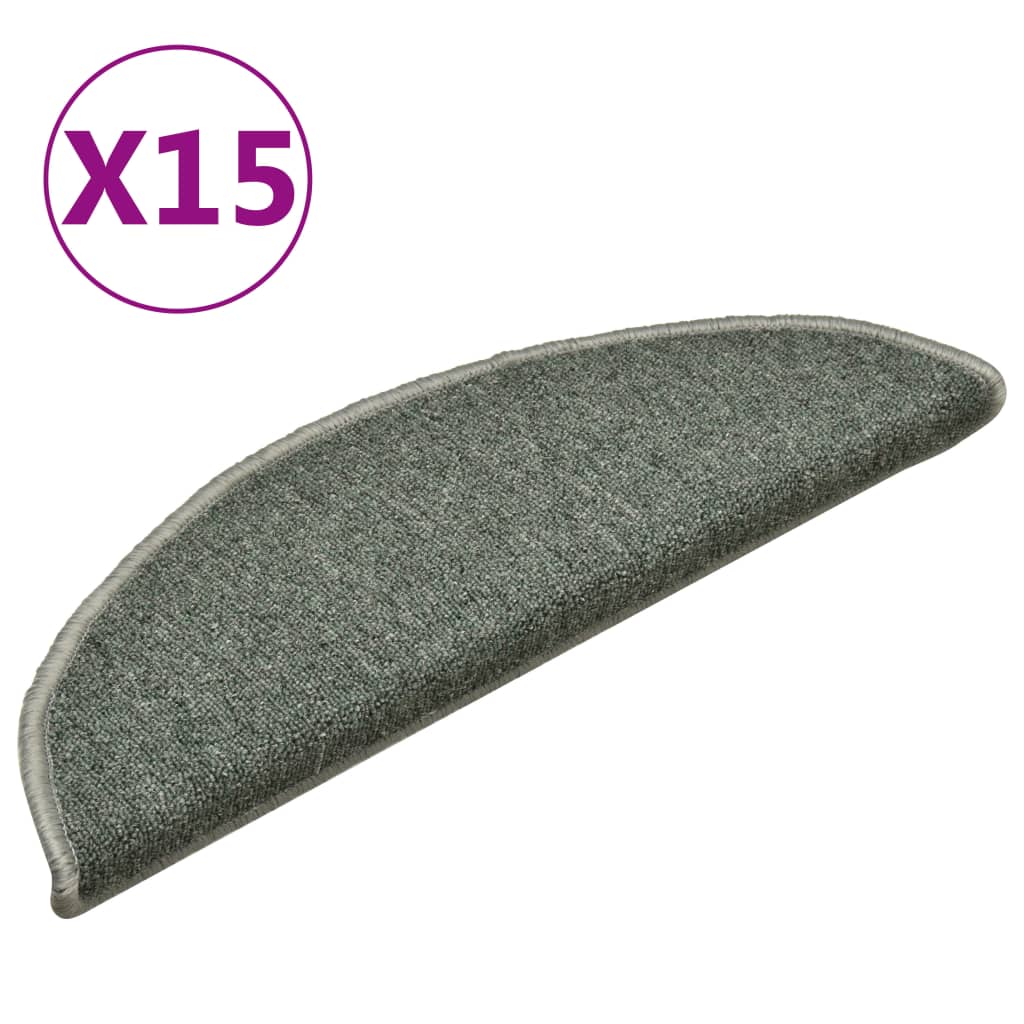 Trappematter 15 stk 56x17x3 cm mørkegrønne halvrund