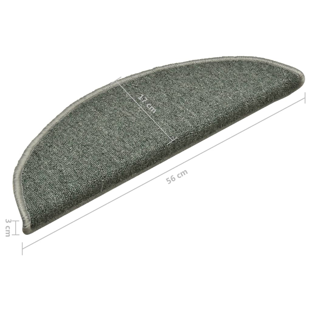 Trappematter 15 stk 56x17x3 cm mørkegrønne halvrund
