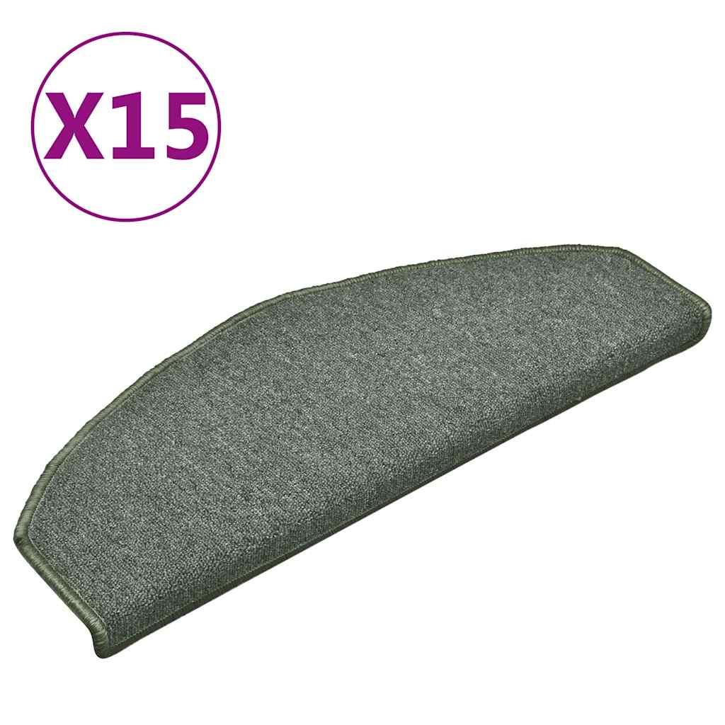 Trappematter 15 stk 65x24x4 cm mørkegrønne halvrund store