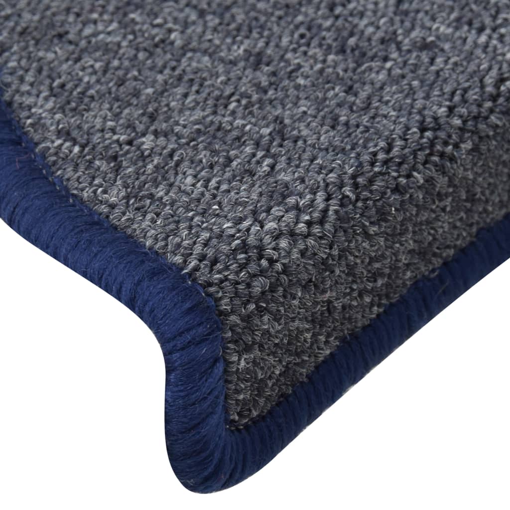 Trappematter 15 stk 56x17x3 cm mørkegrå og blå halvrund