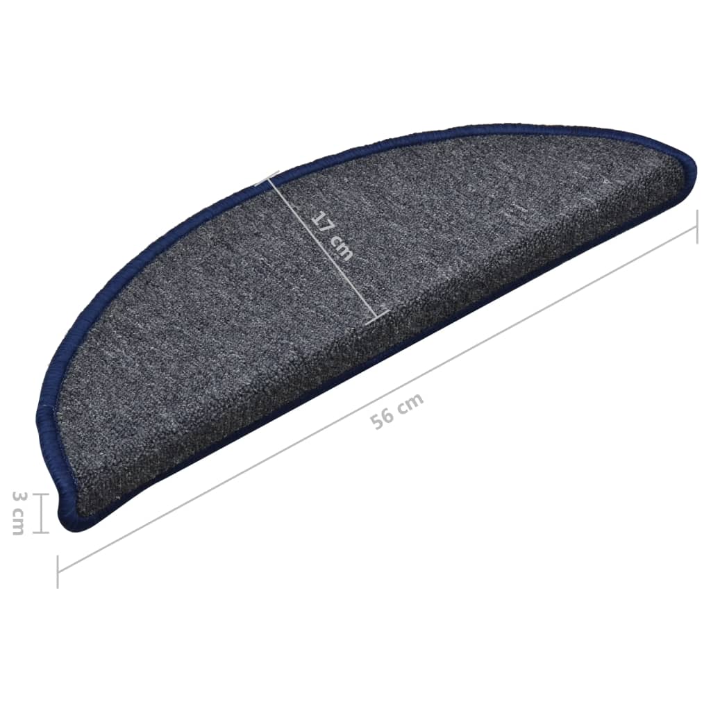 Trappematter 15 stk 56x17x3 cm mørkegrå og blå halvrund