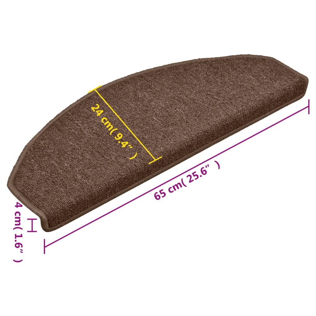 Trappematter 15 stk 65x24x4 cm brune halvrund store