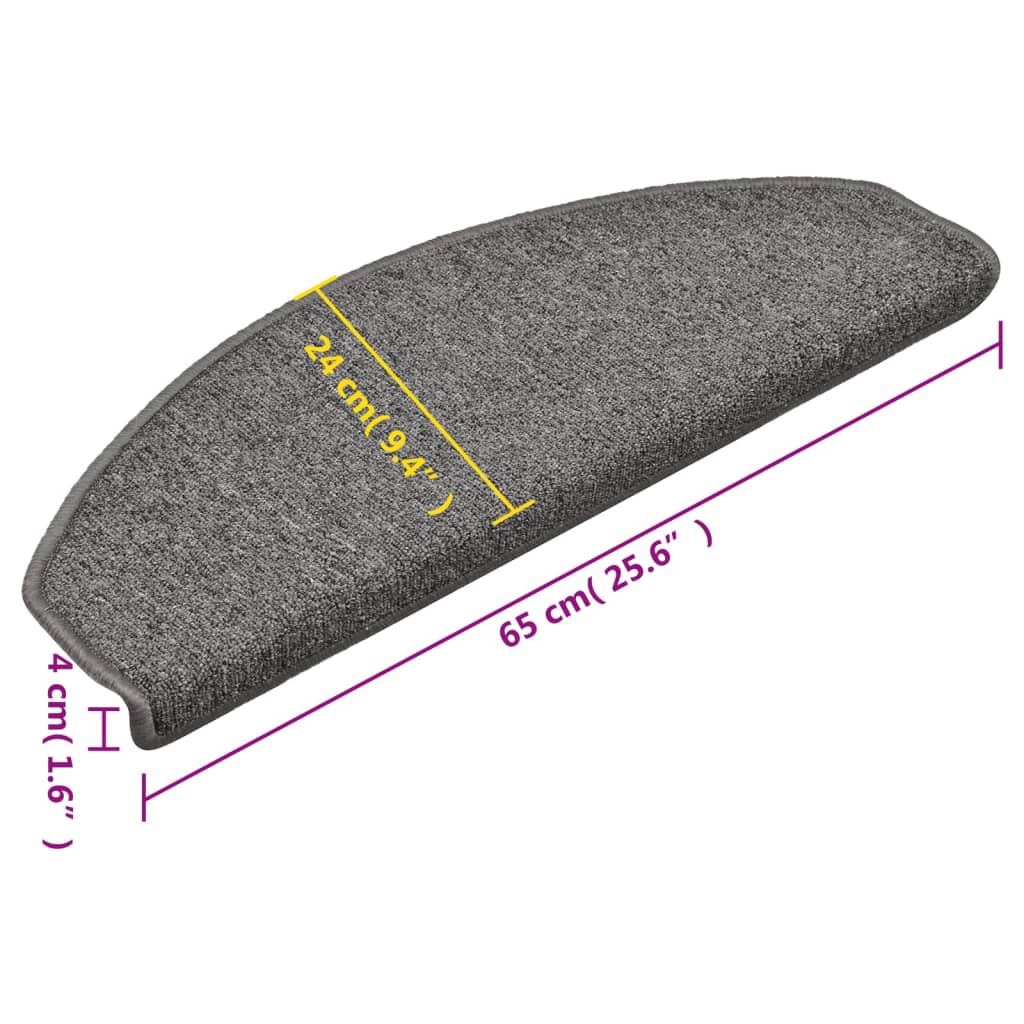 Trappematter 15 stk 65x24x4 cm mørkegrå halvrund store