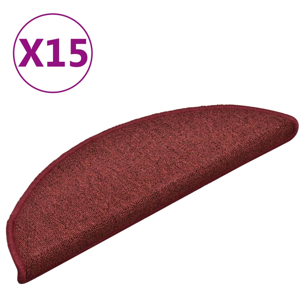 Trappematter 15 stk 56x17x3 cm bordeaux halvrund