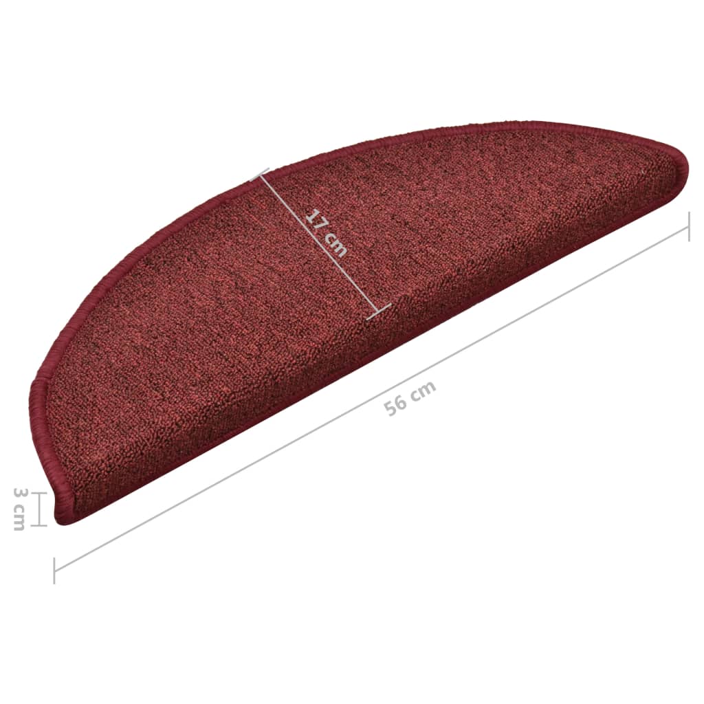 Trappematter 15 stk 56x17x3 cm bordeaux halvrund