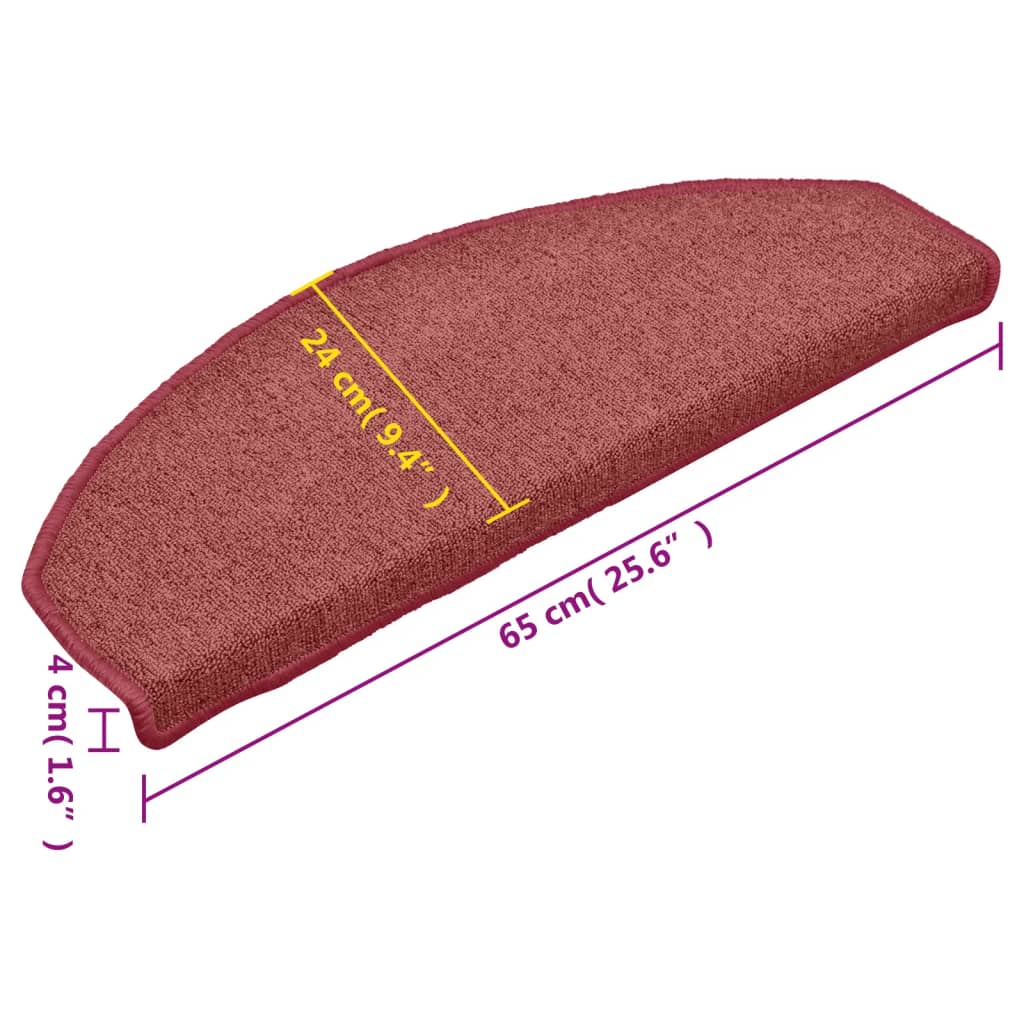 Trappematter 15 stk 65x24x4 cm bordeaux halvrund store