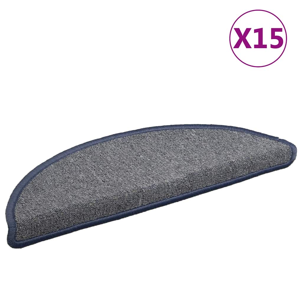 Trappematter 15 stk 56x17x3 cm lysegrå og blå halvrund