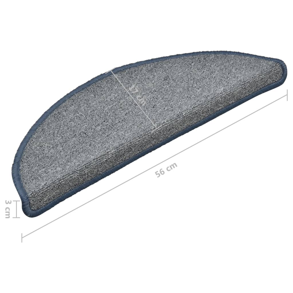 Trappematter 15 stk 56x17x3 cm lysegrå og blå halvrund