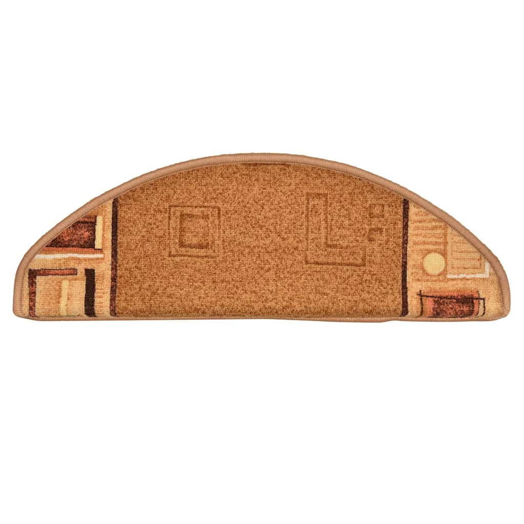 Selvklebende trappematter 15 stk beige 65x21x4 cm