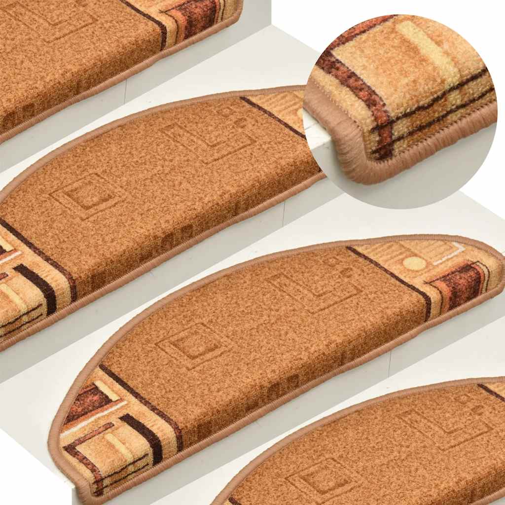 Selvklebende trappematter 15 stk beige 65x21x4 cm